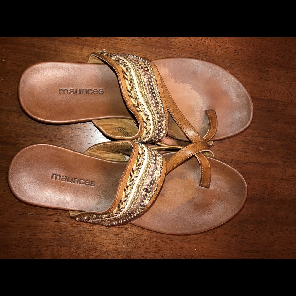 Maurices brown beaded sandals